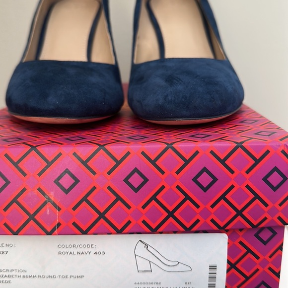 EUC Tory Burch Elizabeth 85mm Round-Toe Pump - Royal Navy Suede (Size 10) - Picture 8 of 12